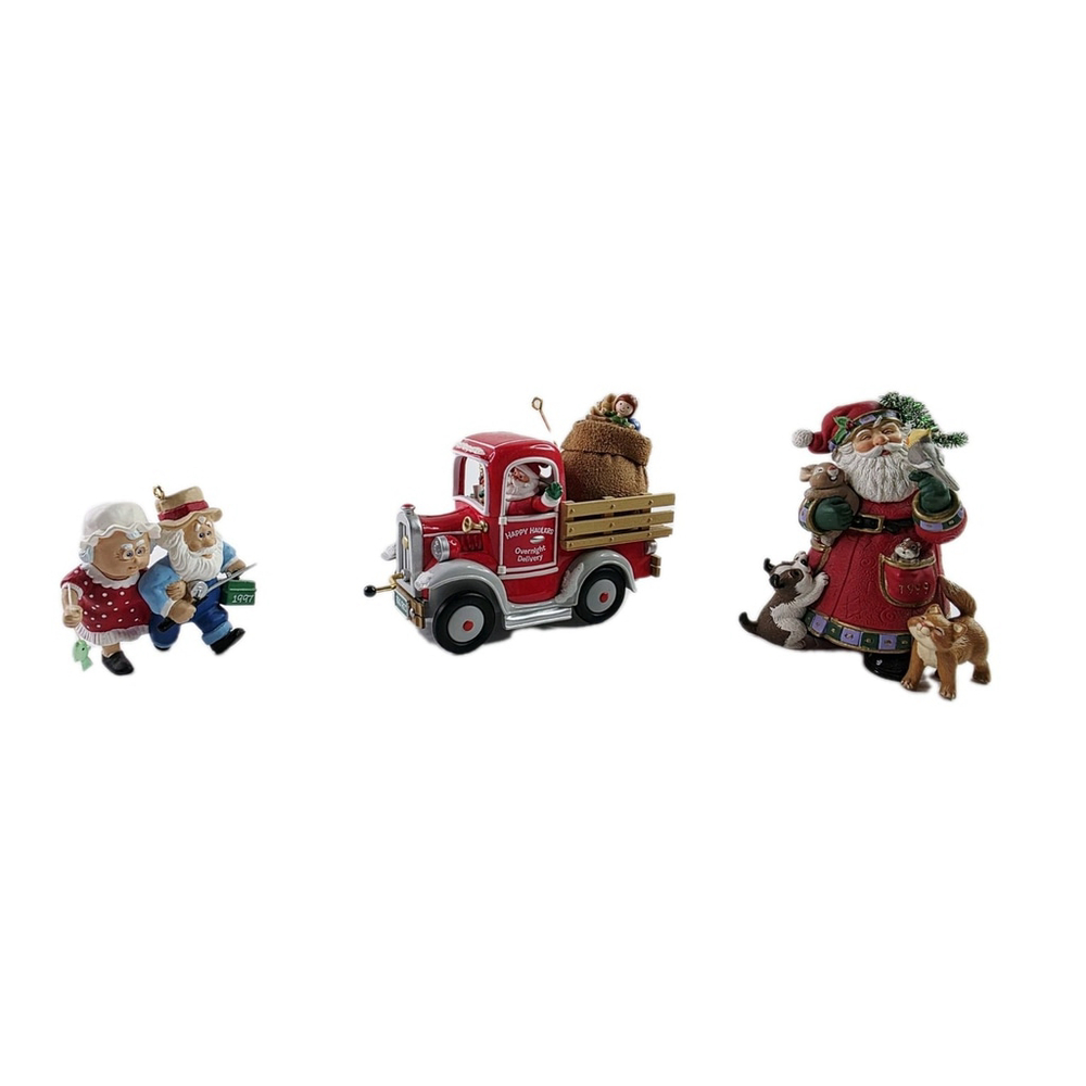 Vintage 1980-90's Santa Christmas Ornaments Lot Of 3
